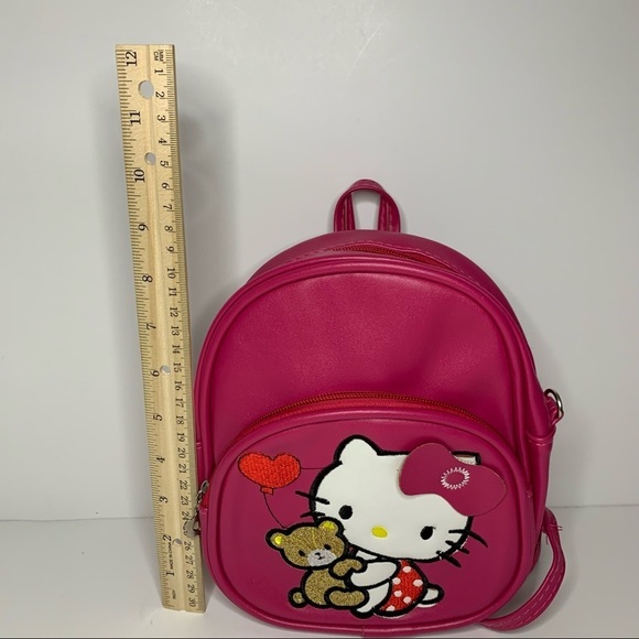 Hello Kitty Mini Backpack Bag Pink Style Gold Teddy bear Red Heart - Picture 6 of 6